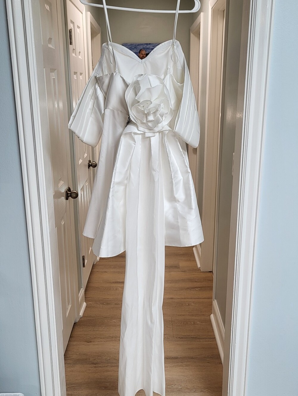 Asos Luxe Bridal Mini Dress Rosette Bow Train 10 NWT